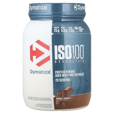 Dymatize‏, ISO100® Hydrolyzed,‏ 100% חלבון מי גבינה מבודד, שוקולד גורמה, 650 גרם (1.43 ליברות)