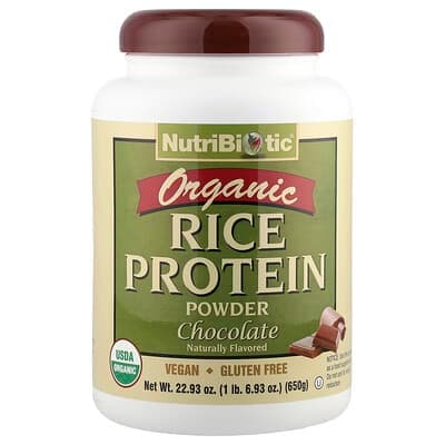 NutriBiotic‏, אבקת חלבון אורז אורגני, רגיל, 1 ליברה, 600 גרם (5.16 אונקיות)