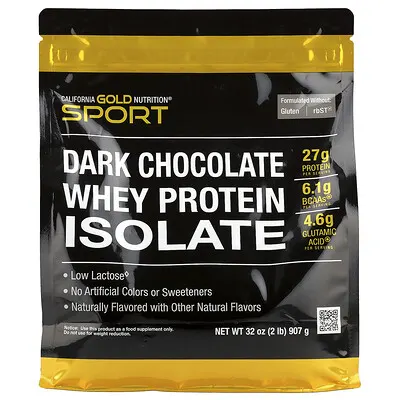 California Gold Nutrition, Sport, חלבון מי גבינה מבודד, בטעם שוקולד מריר, 907 גרם (2 ליברות)