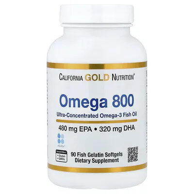 California Gold Nutrition, שמן דגים אומגה-800, 90 כמוסות רכות מג'לטין דגים (1,000 מ"ג לכל כמוסה רכה)