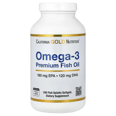 California Gold Nutrition, שמן דגים אומגה-3 באיכות מעולה, 240 כמוסות רכות מג'לטין דגים (1,100 מ"ג לכל כמוסה רכה)